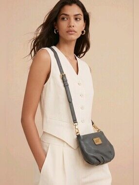 Marc Jacobs White Pebble Leather Crossbody Bag